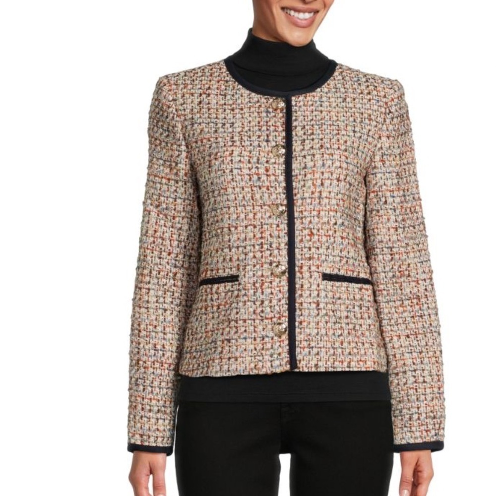 ELIE TAHARI Wool Blend Tweed Blazer